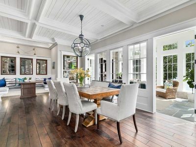Elegant Yet Informal Dining Area Of New Home With Coffered Ceiling